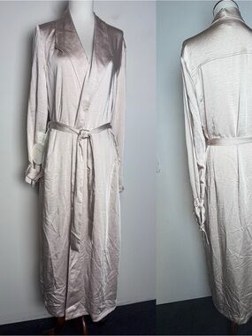 Miss Circle Champagne Satin Trench Dress Robe L